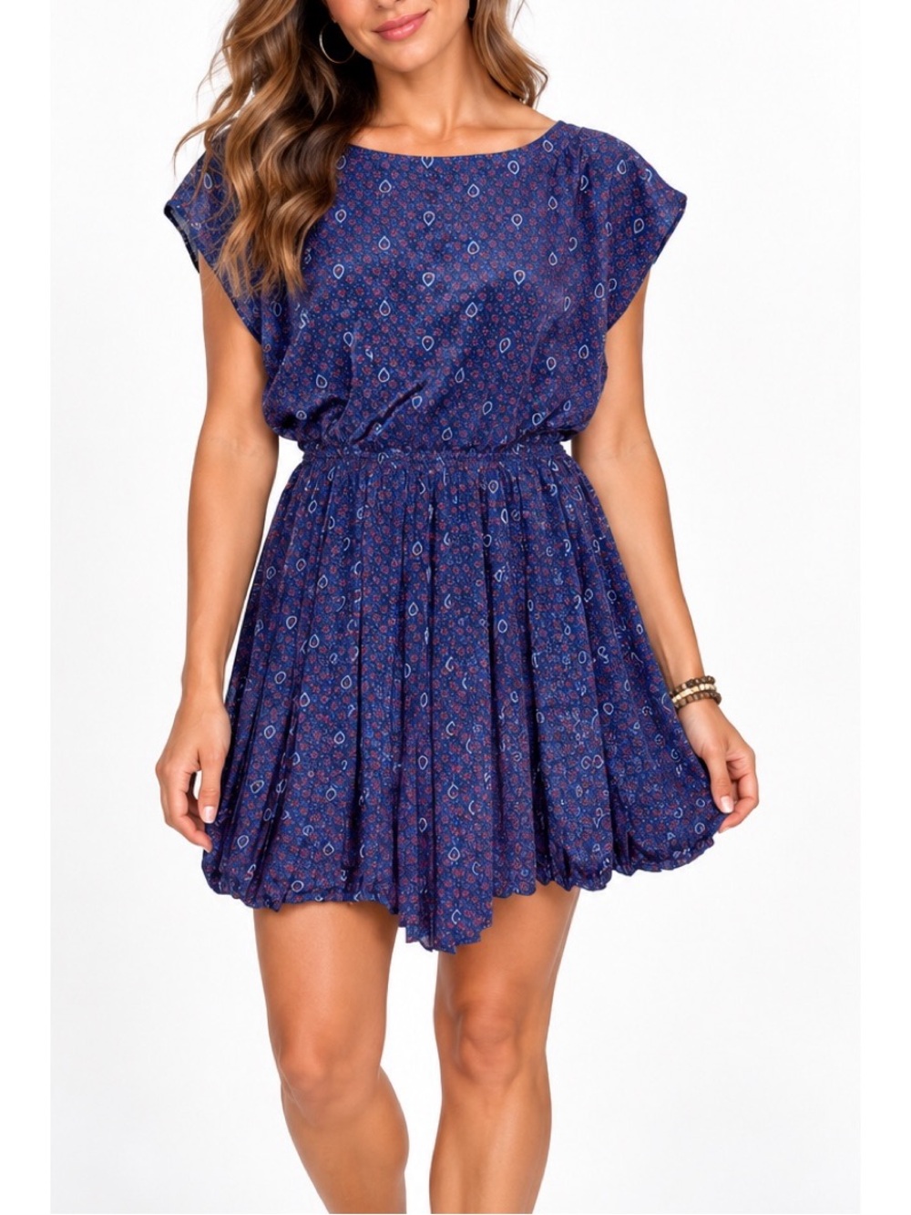 Forever 21 Navy blue short dress featuring a delicate all-over paisley print - Picture 1 of 5